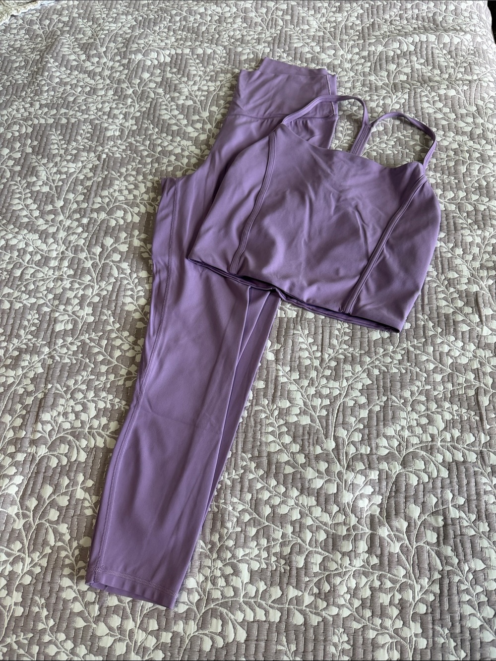 Abercrombie & Fitch Lavender Active Crop Top and Leggings Set
